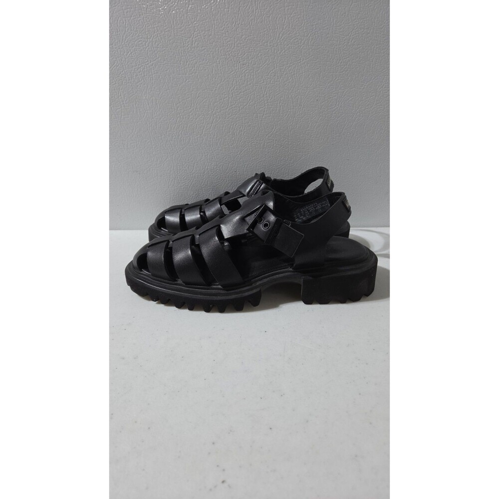 AllSaints Nessa Sandals Womens 38 US 8 Black Leather Fisherman Chunky Lug Sole